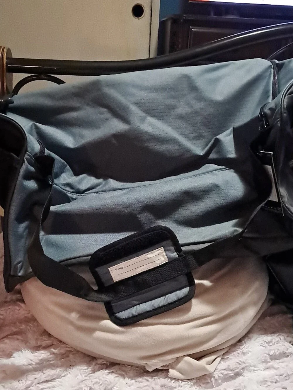 Nike Gray Duffel Bag with White Swoosh